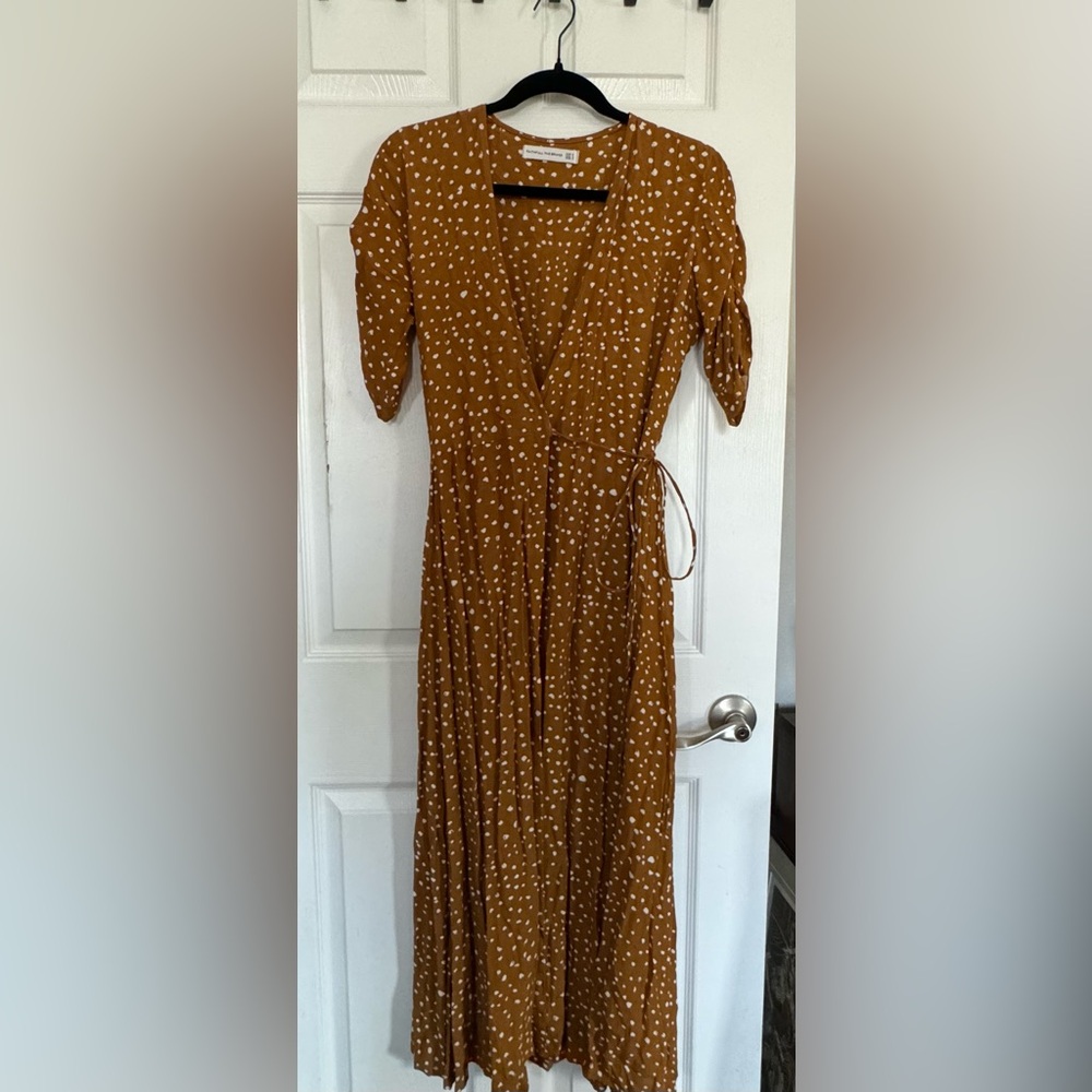 Faithfull the Brand Gold Print Wrap Dress
